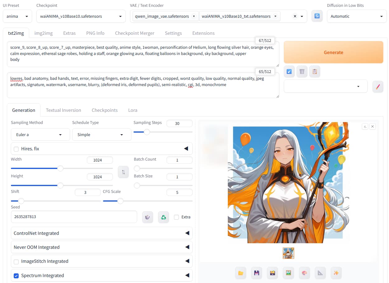 Forge Neo Anima で生成したヘリウム