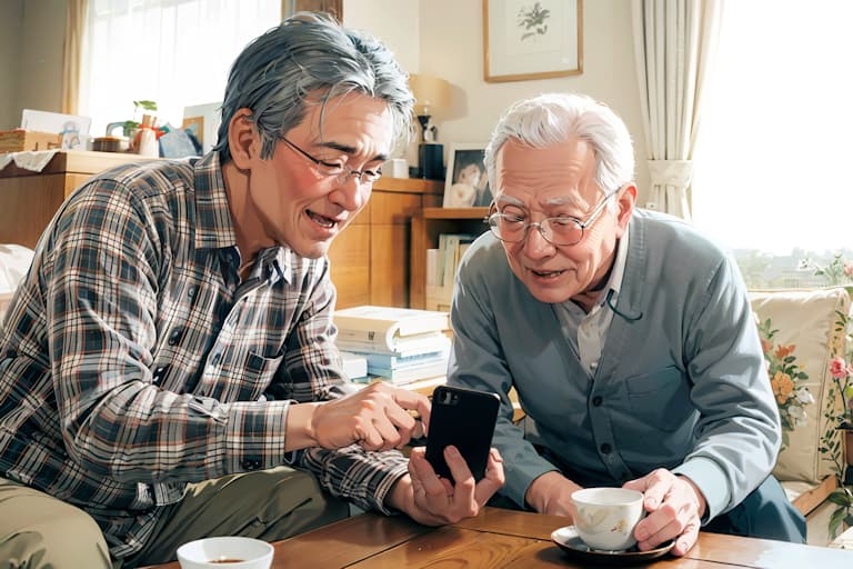 卒寿のスマホデビューを支援する息子